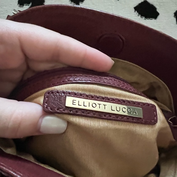 Elliott Lucca | Brown Leather Hobo Bag with Nailhead Detail - Picture 4 of 6